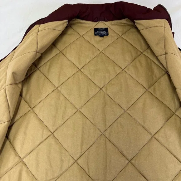 J.Crew Quilted Vest Burgundy Full Zip Pockets Women's Size M Authentic Outerwear - Picture 13 of 16